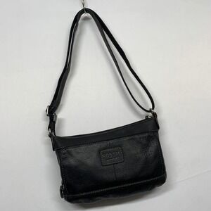 Fossil Black Pebbled Leather Convertible Crossbody Shoulder